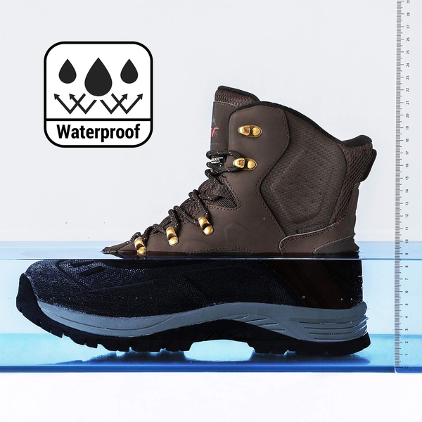Men's Slip-Resistant Waterproof Snow Boots【Wide Fit】 - DARK BROWN-BLACK - 1
